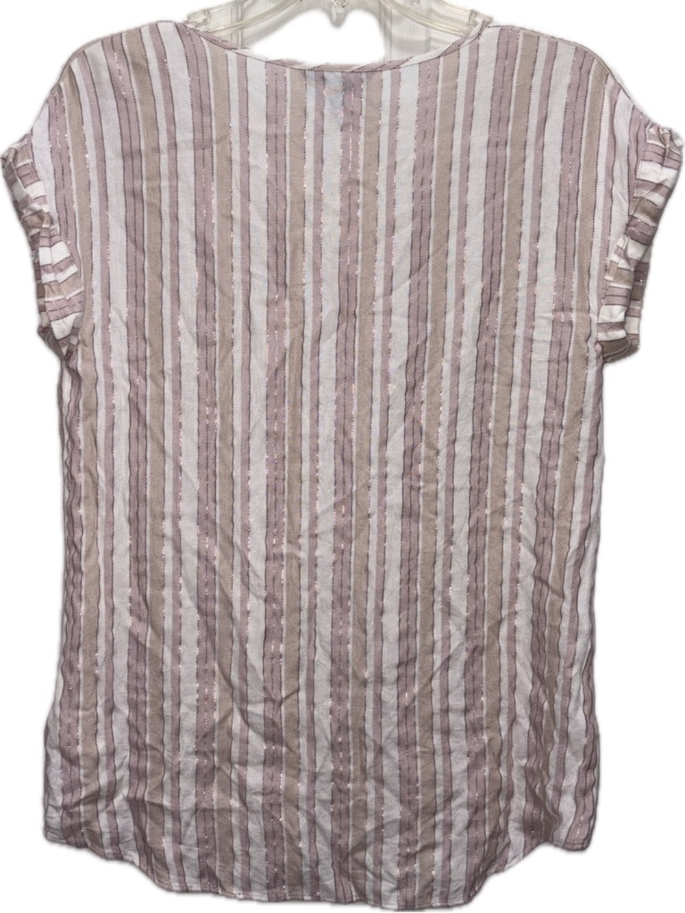 Express Women’s Short-Sleeve Striped Shirt in Pink & White